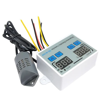 XK-W1099 Двойной цифровой термостат Увлажнитель Инкубатор для яиц Контроллер температуры Регулятор влажности Термометр Гигрометр