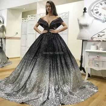 YNQNFS ED100 С открытыми плечами Пайетки Ombre Princess Вечернее платье Элегантные двухцветные бальные платья Вечернее платье для вечеринок 2018
