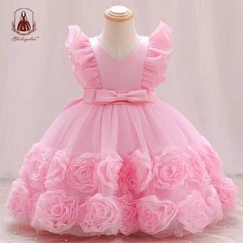 Yoliyolei Свадебное платье принцессы для девочки Цветок Элегантные платья для девочек Вечеринка Детские платья Одежда для девочек от 2 до 8 лет