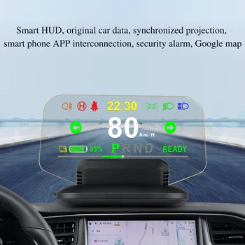 Автомобильный HUD для Tesla Model3 / Y Автомобильный навигационный проектор Проекционный дисплей Obd2 Скорость Проектор Охранная сигнализация Температура воды