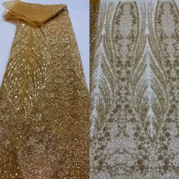 африканский бисер кружева ткань пайетки тюль кружевная ткань вышитая l-1306188 нигерийская ткань для шитья платья