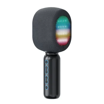 Беспроводной микрофон для караоке со светодиодной подсветкой Magic Tone для домашней вечеринки Портативный микрофонный динамик Bluetooth Ручной динамик TWS