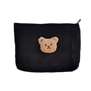 Вельветовая сумка Сумка для подгузников большой емкости для женщин Вышивка Медведь Большая сумка
