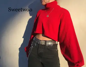 Водолазка Пуловеры Женский свитер Грязная верхняя одежда Пуховка Longslive Осень-зима 2020 Корейский стиль Свободный теплый женский топ