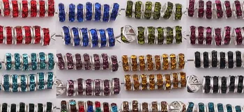 горячий 8 мм смешанный цвет лот хрусталь горный хрусталь ронделль проставка металл свободные бусины DIY ожерелье браслет для изготовления ювелирных изделий cv32