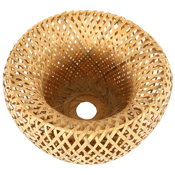 ГОРЯЧИЙ бамбук Плетеный ротанговый абажур Ручной плетеный двухслойный бамбуковый купол Абажур Азиатский деревенский японский дизайн лампы