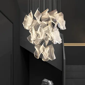 Двухуровневое здание Люстра постмодернистская простая и легкая роскошная лампа в гостиной Креативные скандинавские лампы Лестница Ресторан