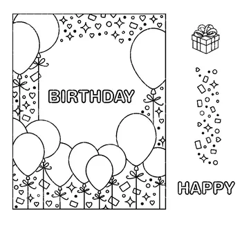 День рождения в рамке - Воздушные шары Прозрачный прозрачный силиконовый штамп/печать для DIY-скрапбукинга/фотоальбома Декоративный прозрачный штамп