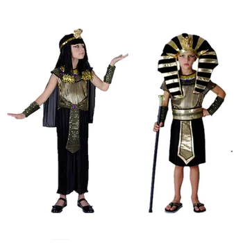 Дети Девочки Мальчики Египетский фараон Костюм Хэллоуин Вечеринка Косплей Одежда Для Детей Маскарадный Костюм