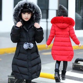 Детская одежда для девочек Хлопок Длинный стиль Толстый Зимний Новый Детская одежда Пальто для девочек