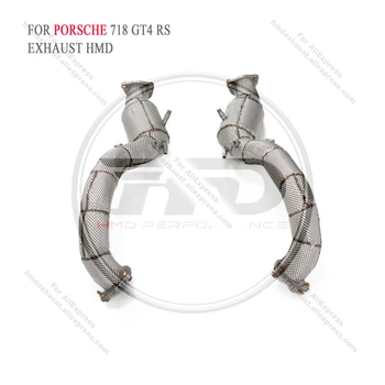 Для Porsche 718 GT4 RS Выхлопная труба Модификация производительности Каталитическая труба HMD High Flow Downpipe