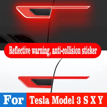  для Tesla Model 3 Y Автомобильная светоотражающая предупреждающая полоса безопасности Лента Автомобильная дверь Бампер Светоотражающие полосы Безопасная модернизация Декоративные наклейки