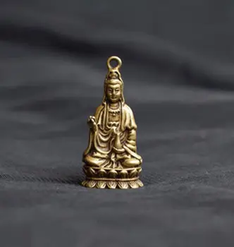 Китайская чистая латунь Гуаньинь Бодхисаттва Будда Маленький Пенданрт