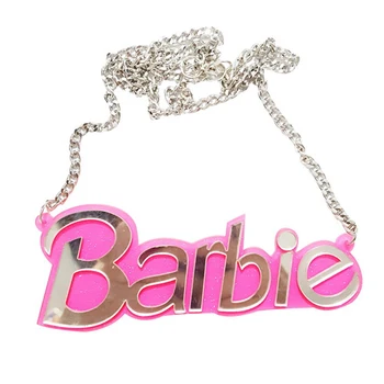 ключица буква цепочка розовое ожерелье Барби акрил преувеличенные женщины ювелирные изделия для девочек аниме аксессуары хэллоуин косплей костюм