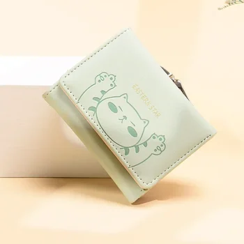 Корейская версия симпатичного женского кошелька складной многокарточный кошачий студенческий кошелек Instagram Нишевый дизайн молодежного кошелька