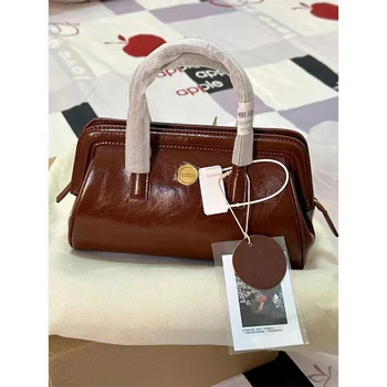 Корейская ретро сумка Масло Воск Кожа Универсальная сумка через плечо на одно плечо Модная высококачественная и простая ручная маленькая сумка