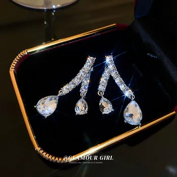 корейский дизайн геометрические серьги с каплей воды для женщин вспышка горный хрусталь серебряные серьги для вечеринок ювелирные изделия бижутерия изысканные подарки
