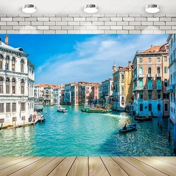 Красивая Венеция Италия Водный город Уличный пейзаж С днем рождения Фотография Фон Фон Баннер Украшение