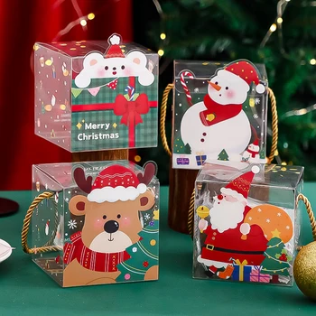 Креативные рождественские подарочные коробки для домашних животных Конфеты Шоколад Печенье Санта-Клаус Снеговик Лось Прозрачная упаковка Принадлежности для вечеринок