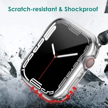 Крышка для Apple Watch Чехол 44 мм 40 мм 42 мм 38 мм iWatch серии SE 6 5 4 3 Аксессуары Защитная пленка для экрана Apple Watch 7 45 мм 41 мм Чехол