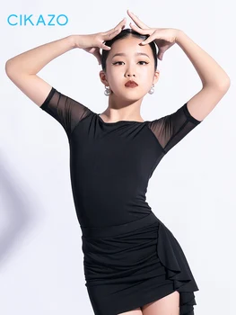 Латиноамериканский танцевальный топ для девочек Новый летний детский черный простой тренировочный костюм