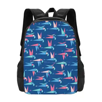  Летная синяя школьная сумка Рюкзак большой емкости Ноутбук Попугаи Ара Тропическая природа Птицы