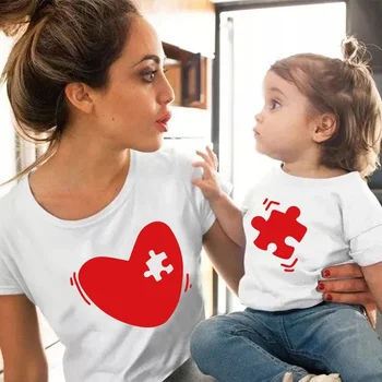 Летняя семейная подходящая футболка любовь мама и девочка рукав короткая мать и дочь детские наряды Смотреть футболка милые топы