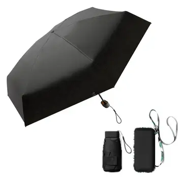  Маленькие дорожные зонтики Сверхлегкий мини-портативный зонт с сумкой для хранения 6-костный дизайн Наружные зонтики от солнца и дождя