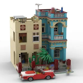 Модульный дом с интерьером и красным кабриолетом 3116 штук MOC Build