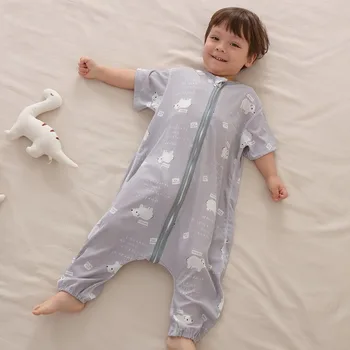мультяшный стиль детский летний спальный мешок для мальчиков и девочек с короткими рукавами бескостный спальный мешок с раздельными штанинами детский пижама на молнии