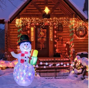 Надувной снеговик Санта-Клаус Щелкунчик Модель со светодиодной подсветкой Надувные рождественские куклы для рождественского новогоднего декора на открытом воздухе 2023