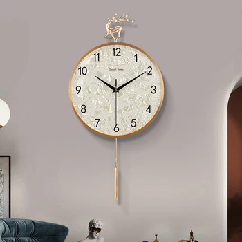 Настенные часы для гостиной Современная роскошная кухня Скандинавские настенные часы Маятник Silent Art Horloge Murale Interior Decoration WSW45XP