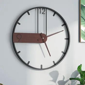  Настенные часы Интерьер Формат Кованое железо Современные часы Простые Ретро Скандинавские Творческие Украшенные Большие Настенные Часы Для Гостиной