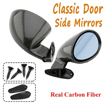  Настоящее углеродное волокно Универсальное классическое ретро дверь Боковое зеркало Зеркало заднего вида Автомобильные аксессуары в калифорнийском стиле