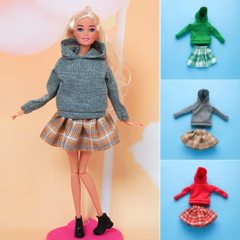 Новый 11-дюймовый наряд с капюшоном для кукол с юбкой Набор из 2 предметов 30 см Кукла Одежда Аксессуары для кукол Барби