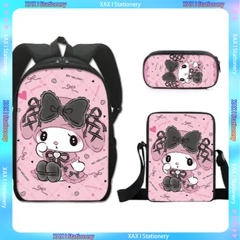  Новый рюкзак Lovely Kuromi 3 шт./компл., женские, мужские, повседневные, сумки через плечо, для подростков, девочки, мальчики, школьная сумка, дорожная сумка, сумка