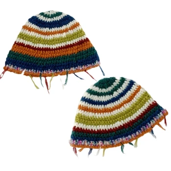 Осень-зима Теплая шапка-бини Модные кисточки Родитель-ребенок Рыбацкая шапка