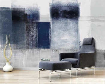 Пользовательский большой 3d новый китайский стиль абстрактный современный стиль синий блок картина маслом телевизор диван фон стена гостиная спальня обои