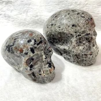 Популярный продукт из вулканических камней Природный минерал пелелит Йооперлит Кварцевый резной череп Коллекция предметов