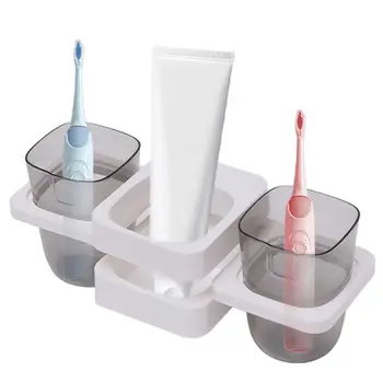 Простой настенный держатель для зубных щеток Зубная паста Рот Подстаканник Полка для хранения в ванной комнате без сверления Портативный стеллаж-органайзер