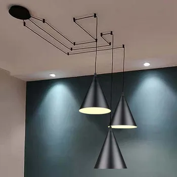 Простые винтажные подвесные ресторанные лампы Алюминиевый абажур 18 см с лампочками 12 Вт Поверхностные провода Светильники в стиле ретро