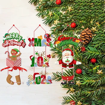 Рождественская дверная вешалка Новогодние кулоны для вечеринок Рождественская елка Висячие украшения для вечеринок Санта-Клаус Снеговик
