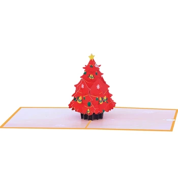 Рождественская елка Всплывающая открытка с конвертом 3D Праздничное Поздравление Съемный Пустой Чулок Подарок Для Друга и Семьи M6CE