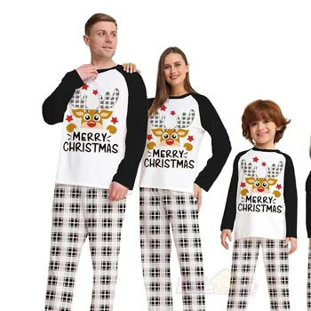 Рождественский пижамный комплект 2024 Семейные подходящие наряды Взрослые мать и дочь Отец Сын Рождественская пижама Мама и я Детская одежда