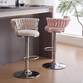 Роскошные регулируемые барные стулья Счетчик макияжа Подъемные металлические барные стулья Базовый диск Дизайнер Cadeira Giratoria Мебель для спальни