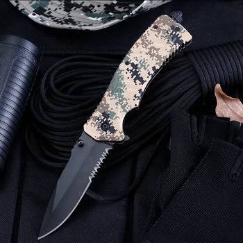  Складной карман для ножей Высокая твердость Кемпинг Портативный лагерь выживания На открытом воздухе Самооборона Стальные военные тактические ножи для мужчин