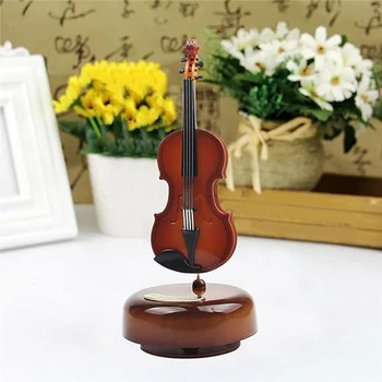  скрипичная музыкальная шкатулка мини-винтажная музыкальная шкатулка с вращающимся основанием, классическая реплика модели ремесла инструмента