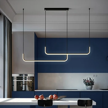  Современные простые индивидуальные светодиодные подвесные светильники Nordic Black Gold Creative Dimmable для кухни, столовой, домашнего декора, светильников