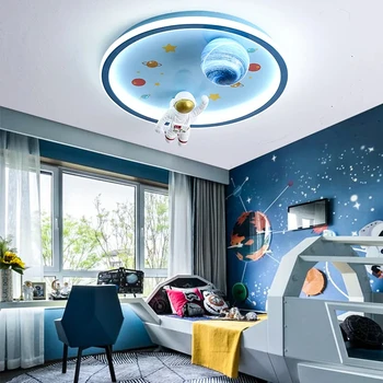 Современный потолочный светильник Space Planet Простая мультяшная лампа для детской комнаты Lampara Techo Plafonnier Led Lamparas Colgantes Para