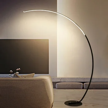 Торшеры Черный Белый C APP Дистанционные напольные светильники Nordic LED Угловой светильник для столовой Декор гостиной Внутреннее освещение